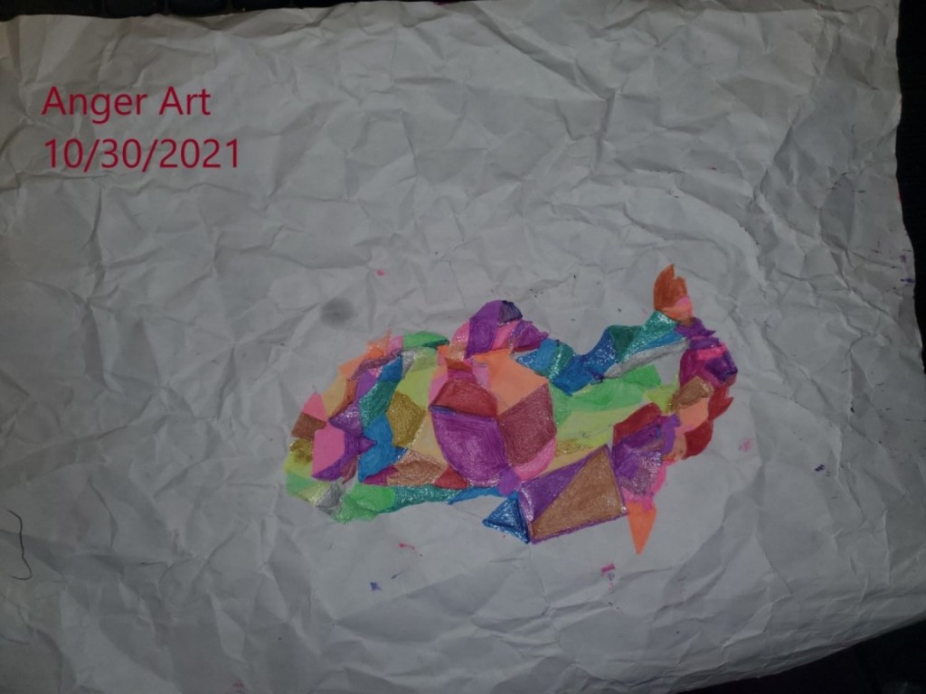 Art Therapy Prompt "Crinkle Art" example drawing by Carine A De Lozier DBA Celestia Quixs