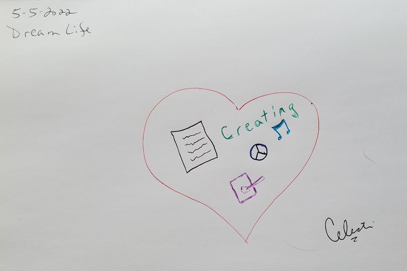 Art Therapy Prompt "Life Worth Living" example drawing by Carine A De Lozier DBA Celestia Quixs