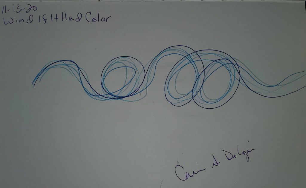 Art Therapy Prompt "Wind if it had a Color" example drawing by Carine A De Lozier DBA Celestia Quixs