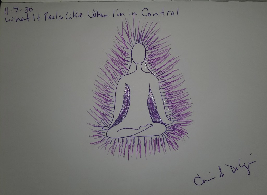 Art Therapy Prompt "What it Feels Like When I'm in Control" example drawing by Carine A De Lozier DBA Celestia Quixs