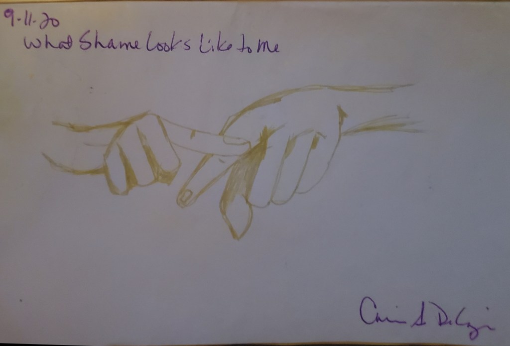 Art Therapy Prompt "What Shame Looks Like to Me" example drawing by Carine A De Lozier DBA Celestia Quixs