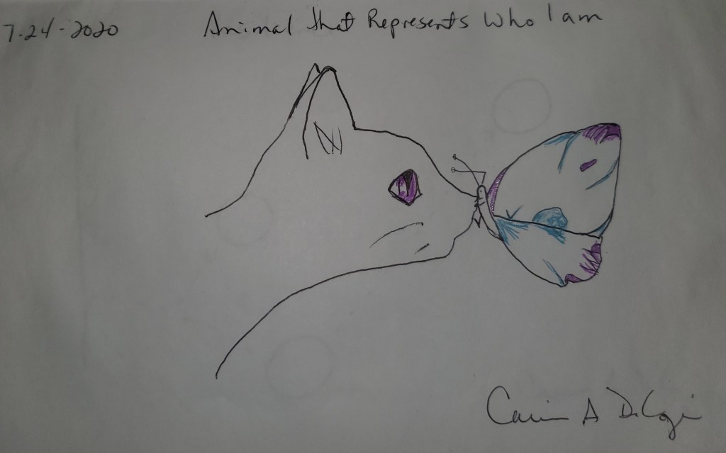 Art Therapy Prompt "Animal That Represents Who I Am" example drawing by Carine A De Lozier DBA Celestia Quixs